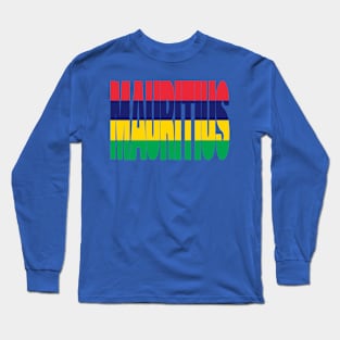 Mauritius flag stencil Long Sleeve T-Shirt